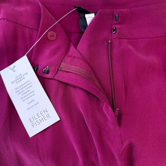 EILEEN FISHER Rhapsody 100% Silk Georgette L Crepe Straight Pant NWT MSRP 248 - Picture 7 of 11